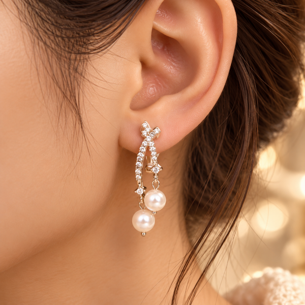Crystal Pearl Drop Earrings