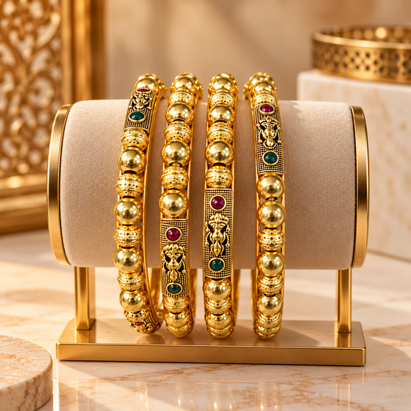 Gold-Tone Traditional Designer Bangles