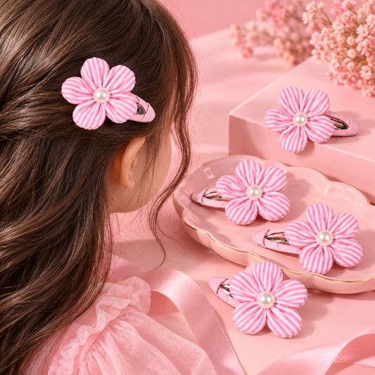 Pink Pearl Flower Hair Clip