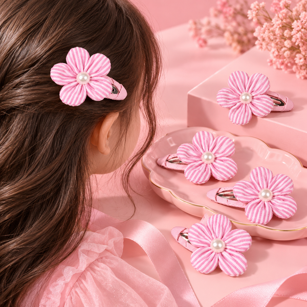 Pink Pearl Flower Hair Clip