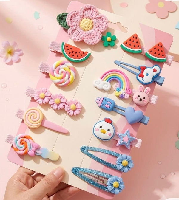 Cute Multicolor Cartoon Hair Clips Set